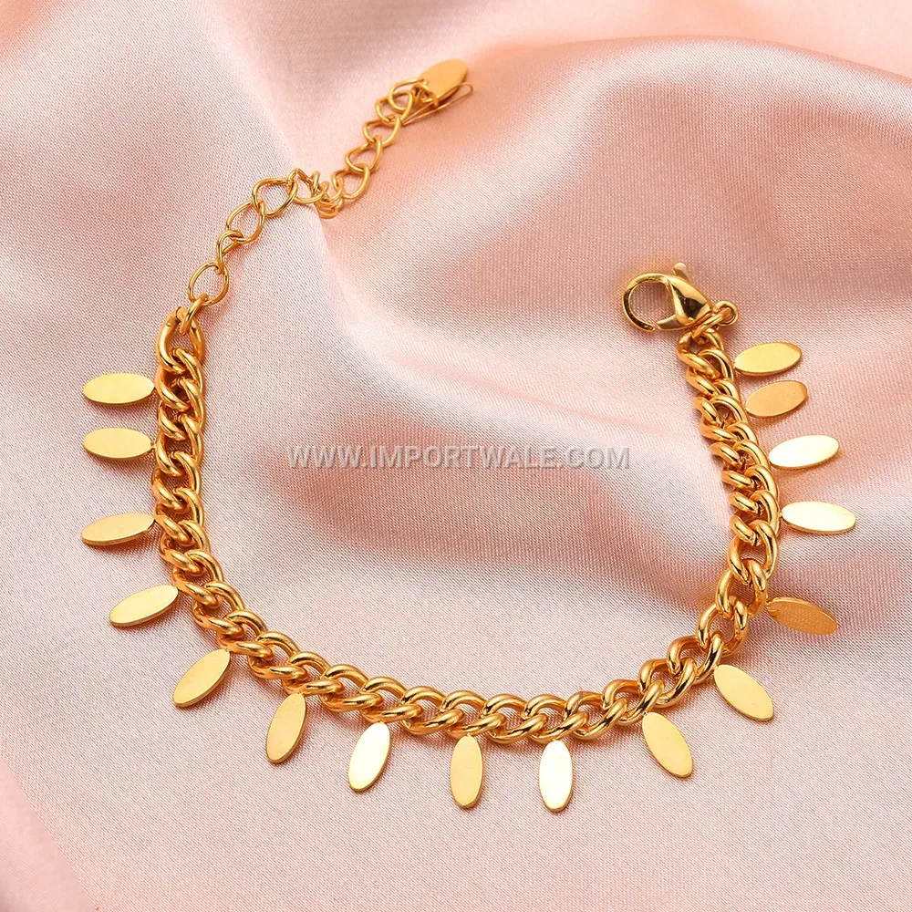 18K Gold Plated Titanium Steel Beaded Chain Bracelet