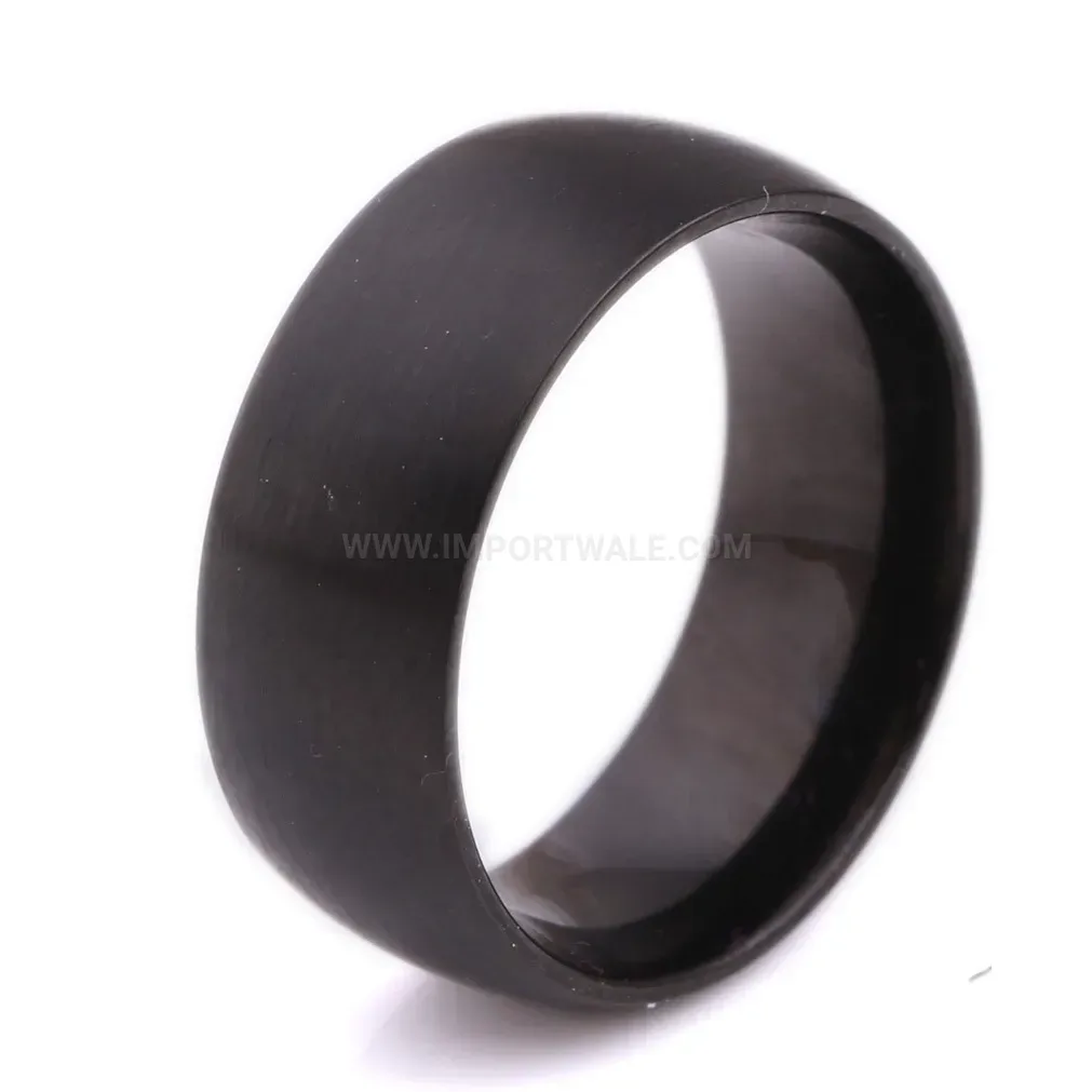 Fashion Brushed Black Stainless Steel Men's Band Ring