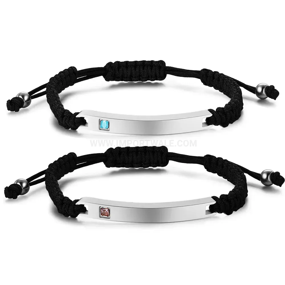 Adjustable Polished Stainless Steel Bracelet with Rhinestone Accents