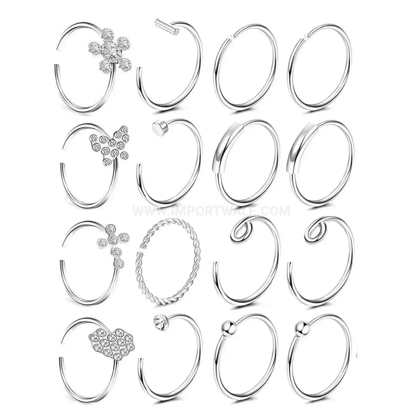 Designer Versatile Straight Bar Nose Ring and Lip Stud Piercing Set