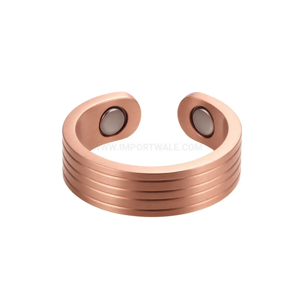 Vintage Striped Red Copper Magnetic Open Cuff Bracelet