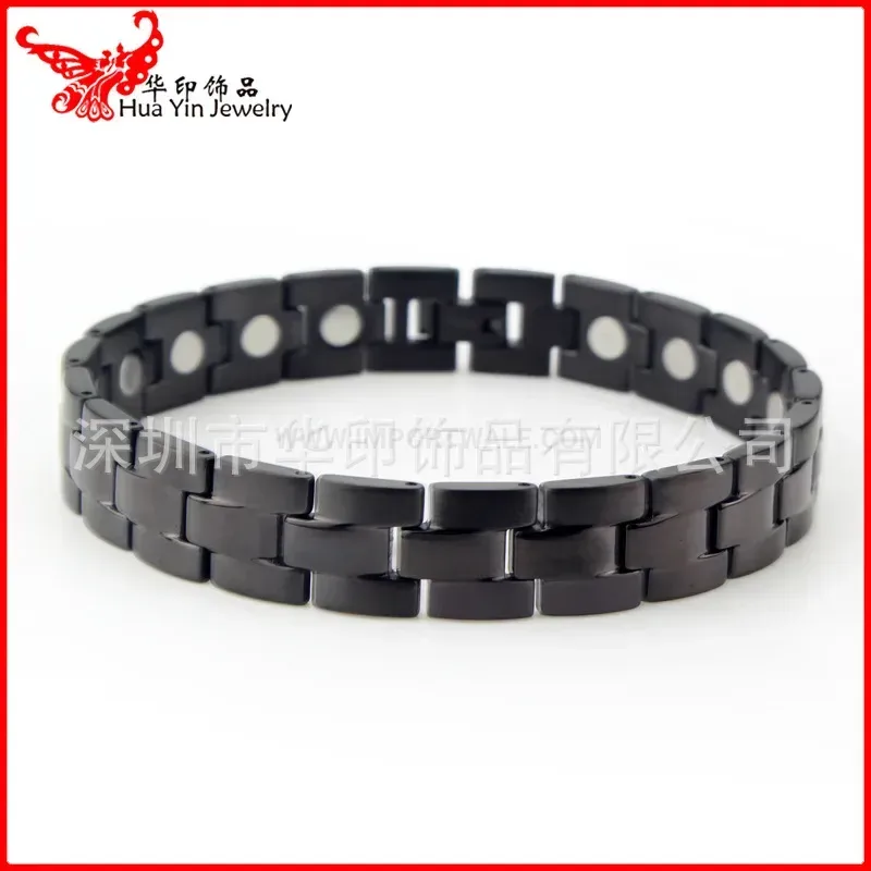 Sleek Geometric Titanium Steel Bio Magnetic Link Bracelet
