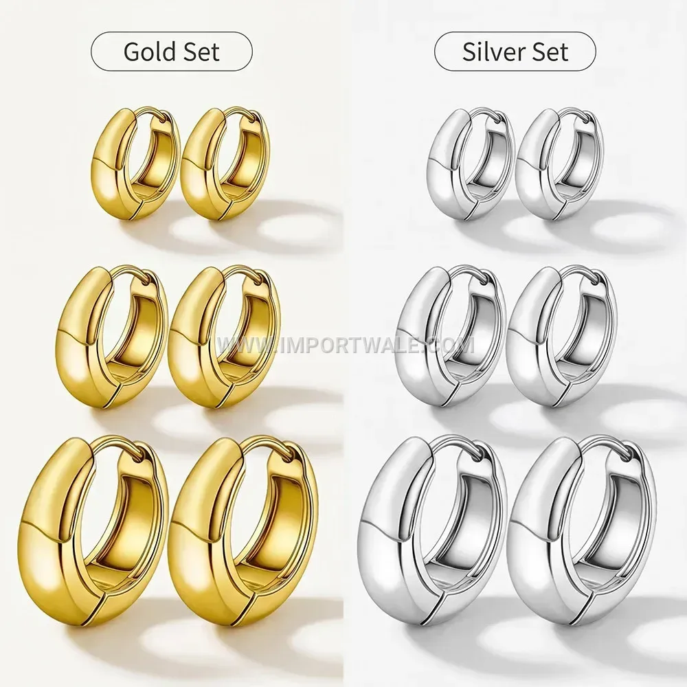 18K Gold Toned Water Drop Stainless Steel Drop Earrings