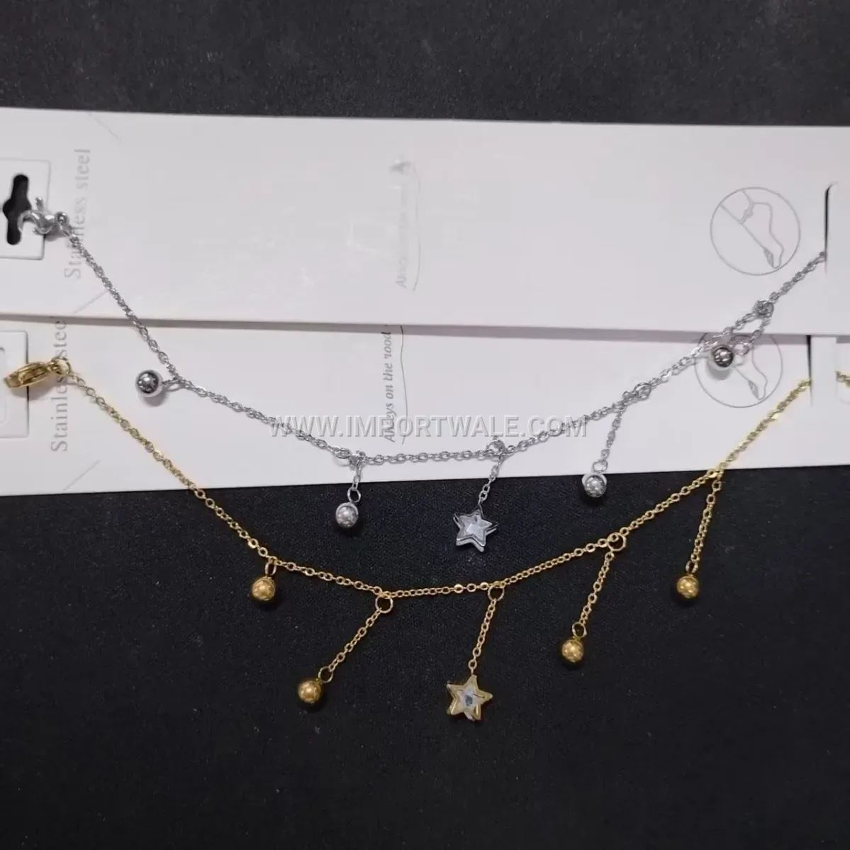 Geometric Star Rhinestone Stainless Steel Anklet