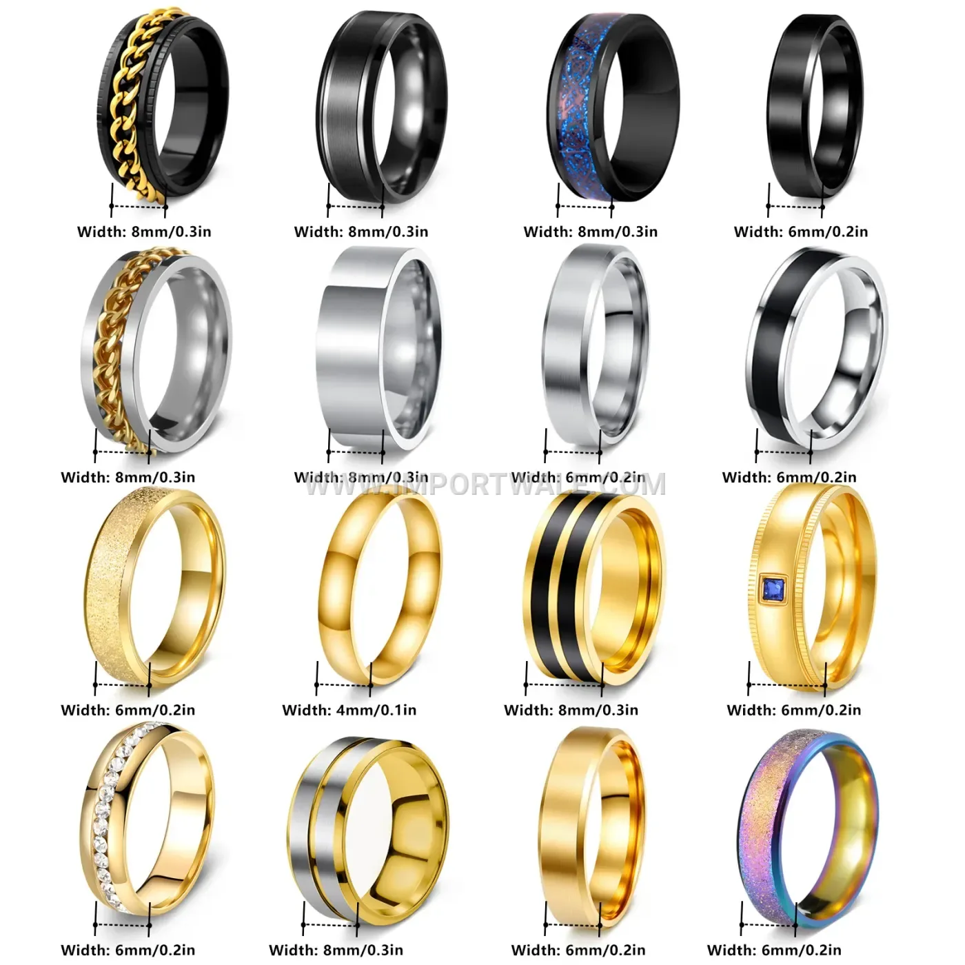 Electroplated Stainless Steel Couple Ring Set