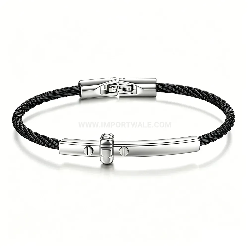 Stylish Sleek Stainless Steel Cable Wire Bangle Bracelet With Clasp