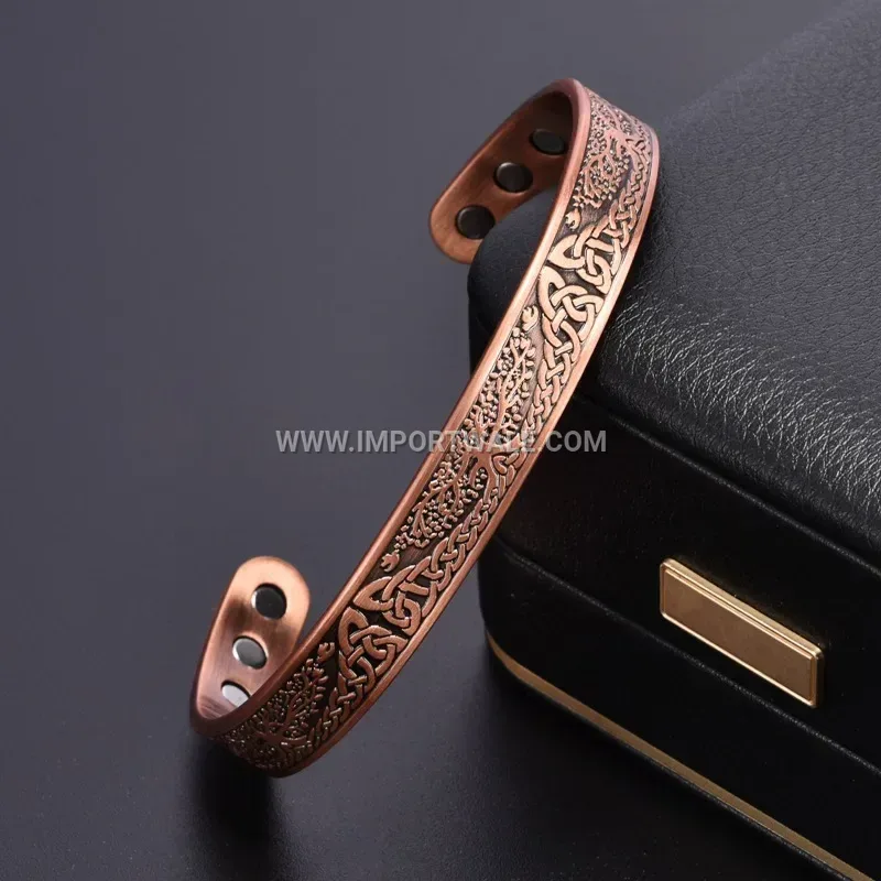 Engraved Tree of Life Copper Magnetic Cuff