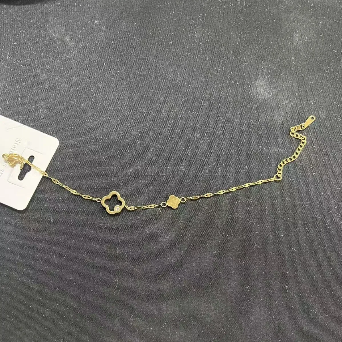 Designer Delicate Gold Stainless Steel Cutout Clover Bracelet