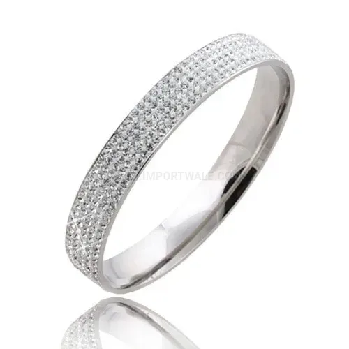 Stylish Five-Row Czech Crystal Inlaid Stainless Steel Bangle Bracelet