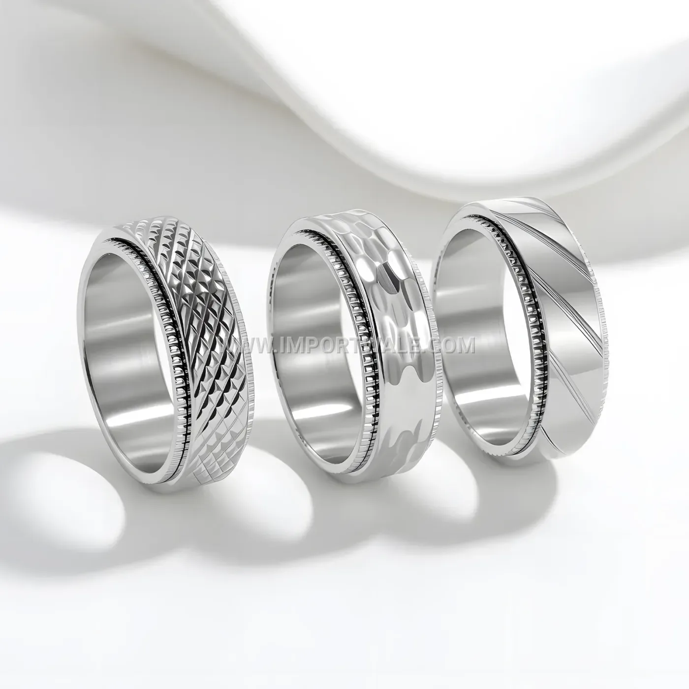 Vintage Textured Stainless Steel Spinner Band Ring
