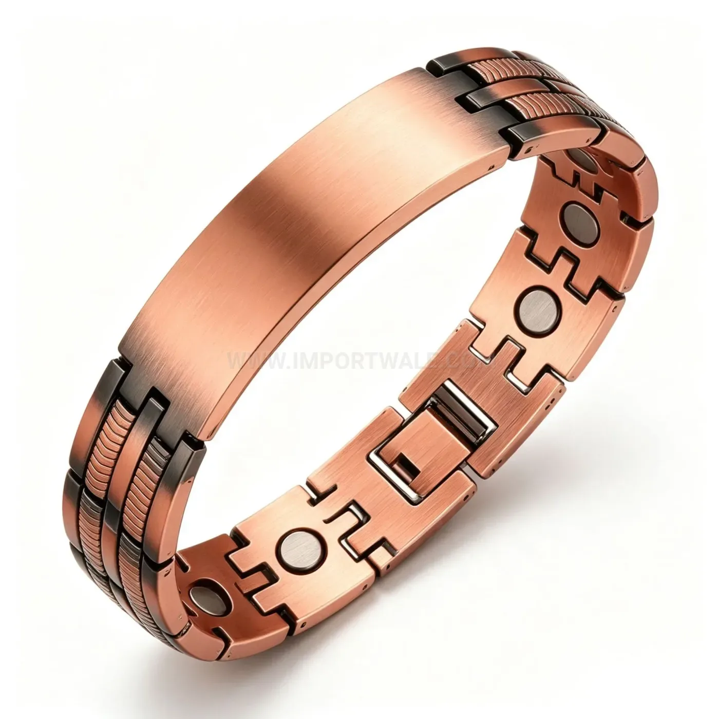 Bold Engravable Curved Plate Copper Bio Magnetic Energy Bracelet