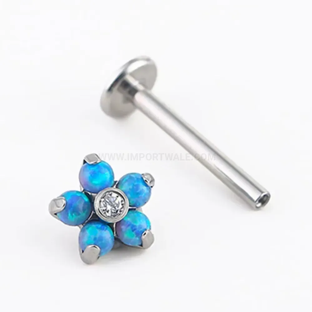 Chic Titanium Opal Zircon Floral Cartilage Piercing Earrings
