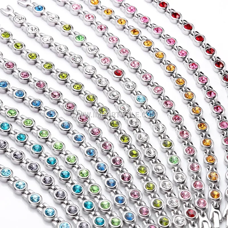 Geometric Cubic Zirconia Stainless Steel Accent Bracelet