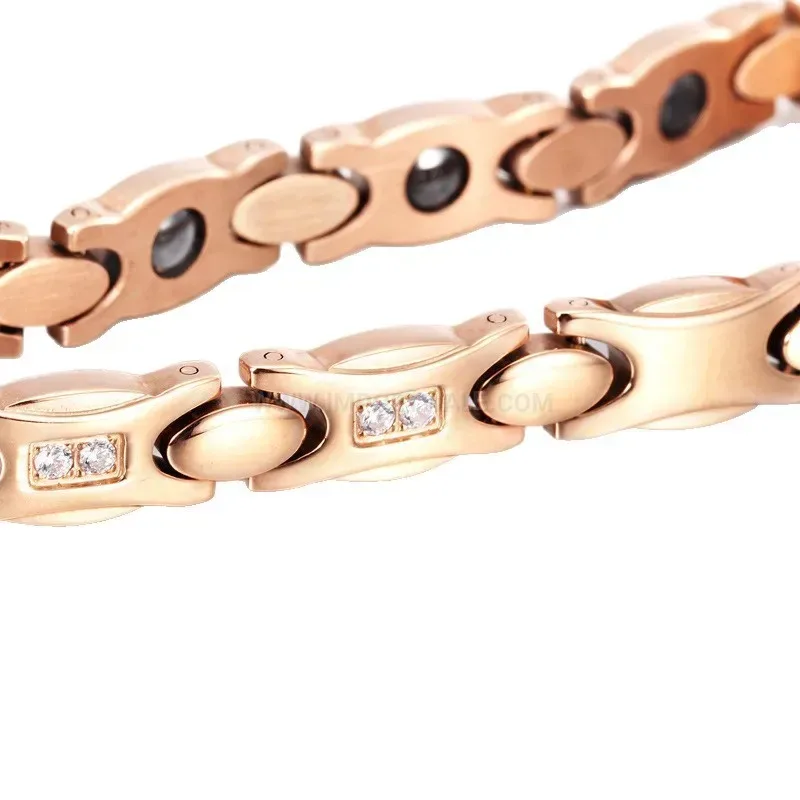 Chic Cubic Zirconia Embedded Rose Gold Bio Magnetic Bracelet
