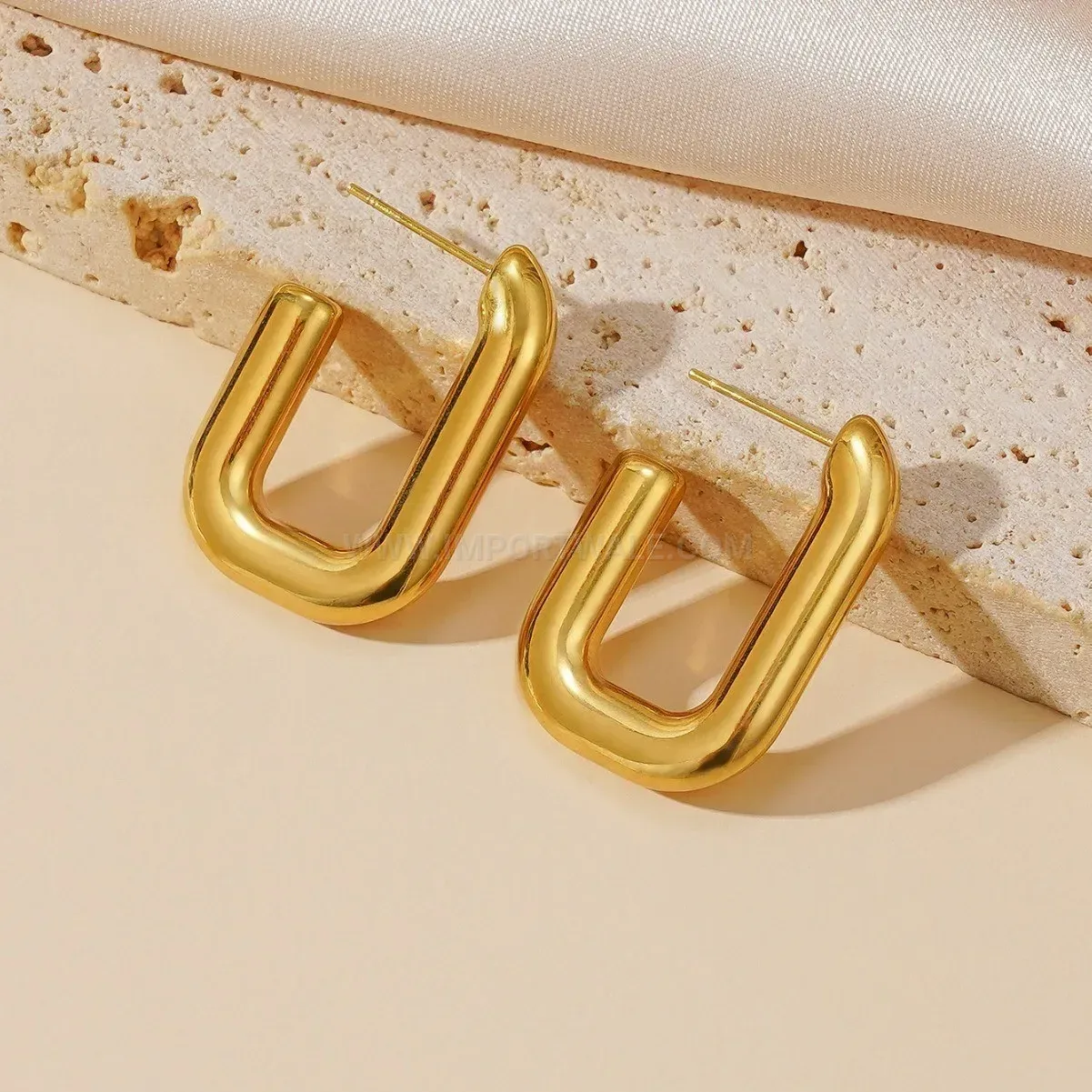 Geometric Rounded Square Titanium Steel Stud Earrings
