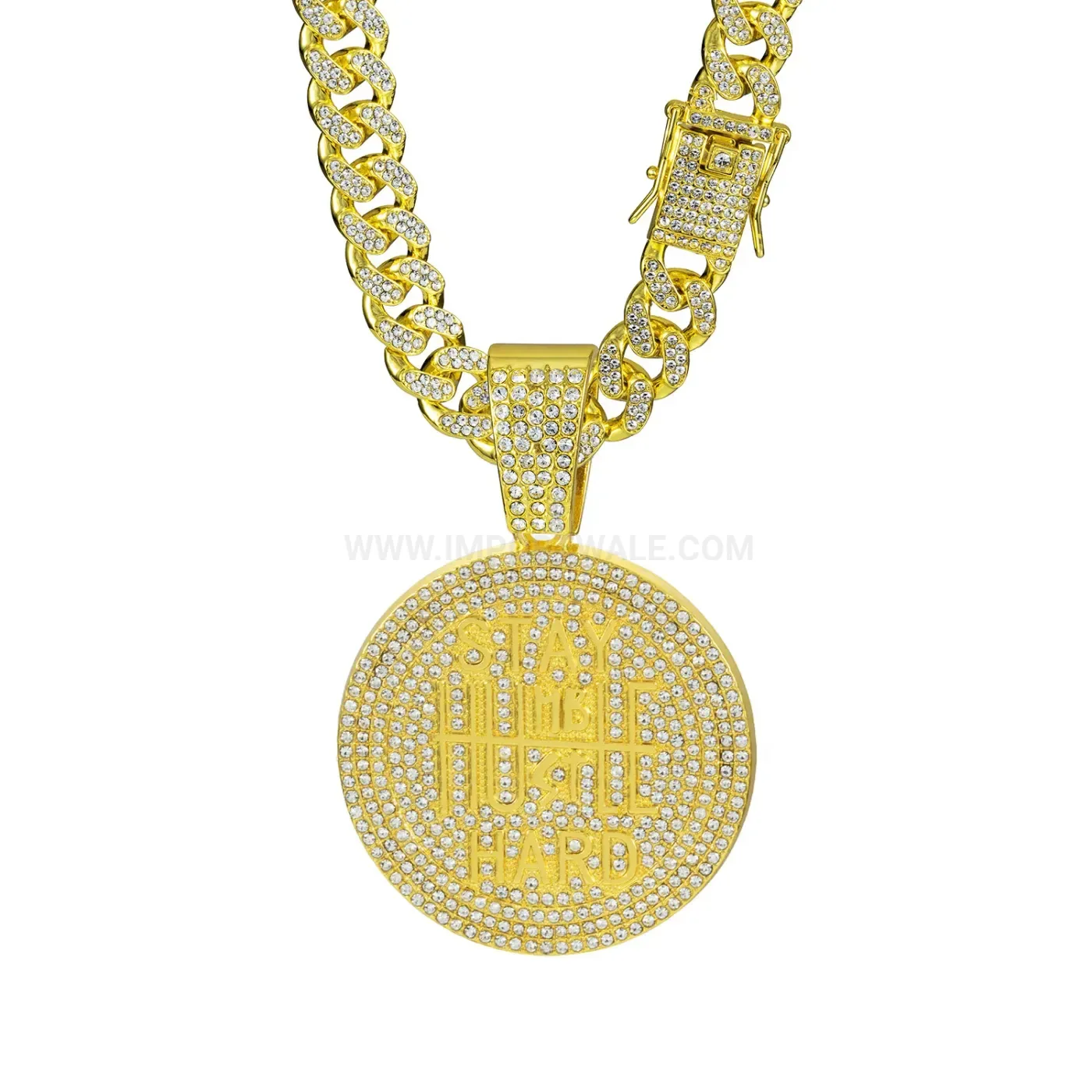 Plated Letter Graphic Pendant with Heavyweight Cuban Chain