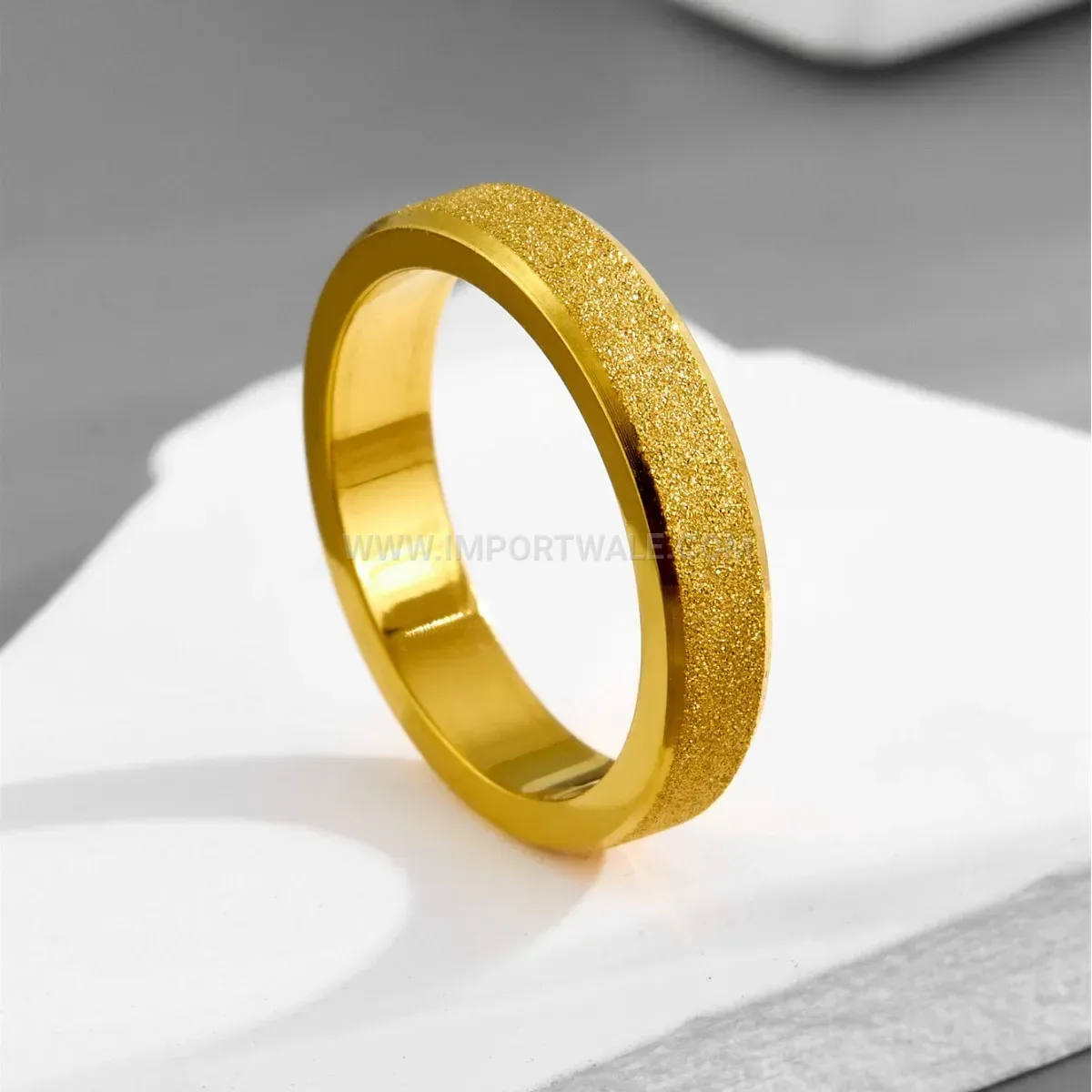 Gold Frosted Sandblasted Titanium Steel Minimalist 4mm Band Ring