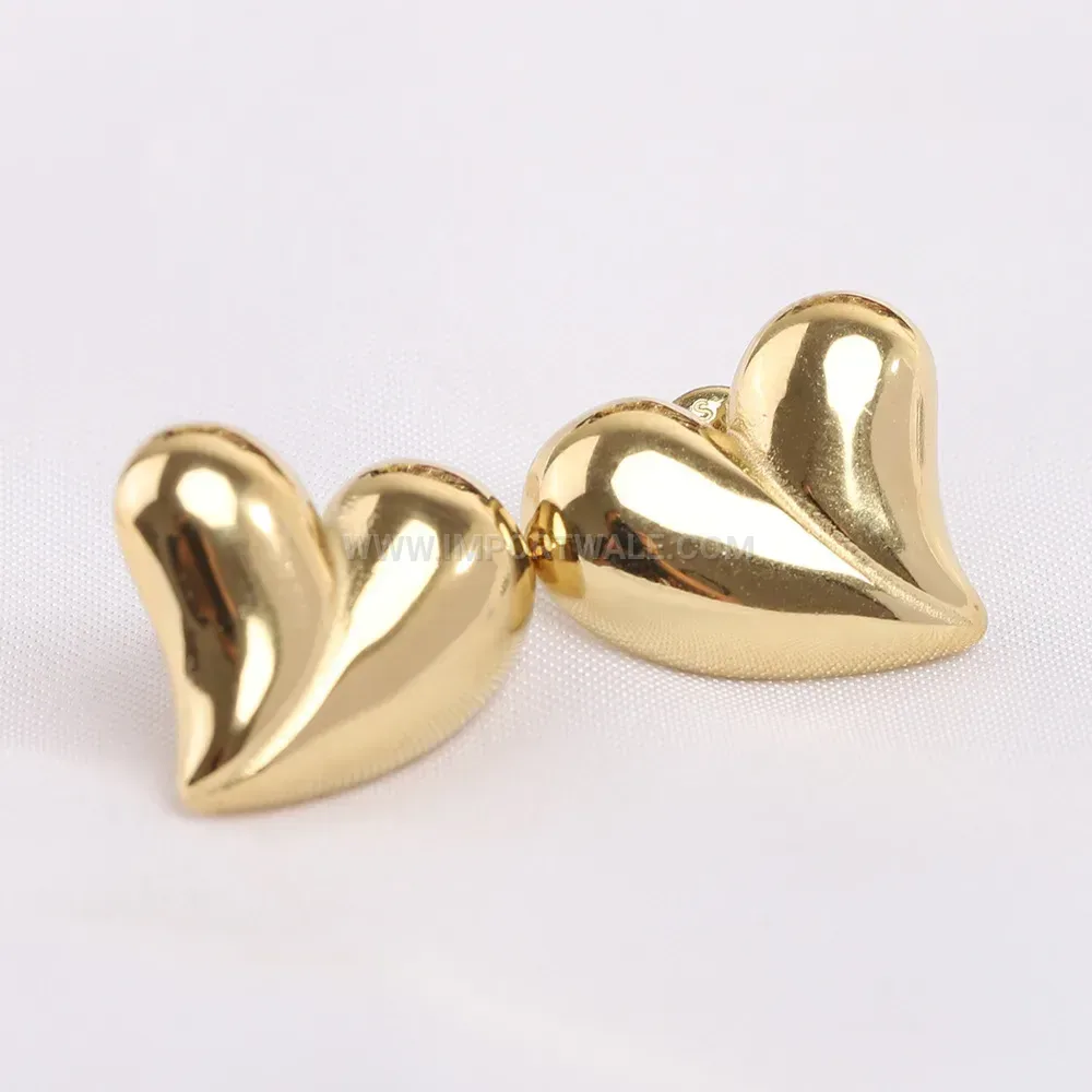 Chic Two-Tone Split Heart Stainless Steel Stud Earrings
