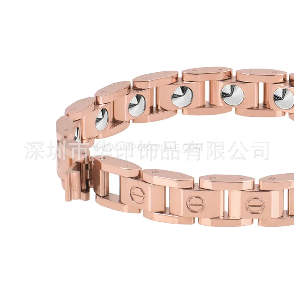 Chic Titanium Steel Germanium Bio Magnetic Couple Bracelet