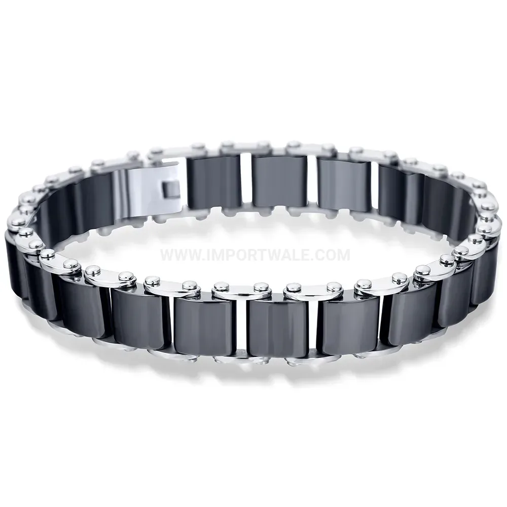 Sleek Ceramic and Titanium Steel Link Bracelet