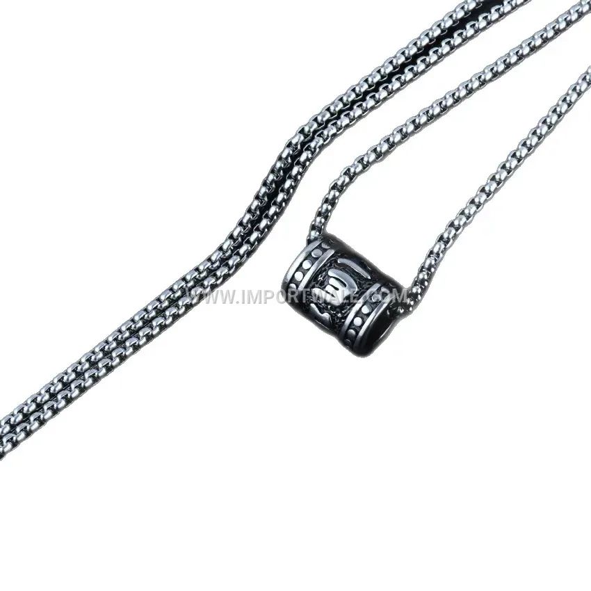 Vintage Style Stainless Steel Cylinder Mantra Pendant