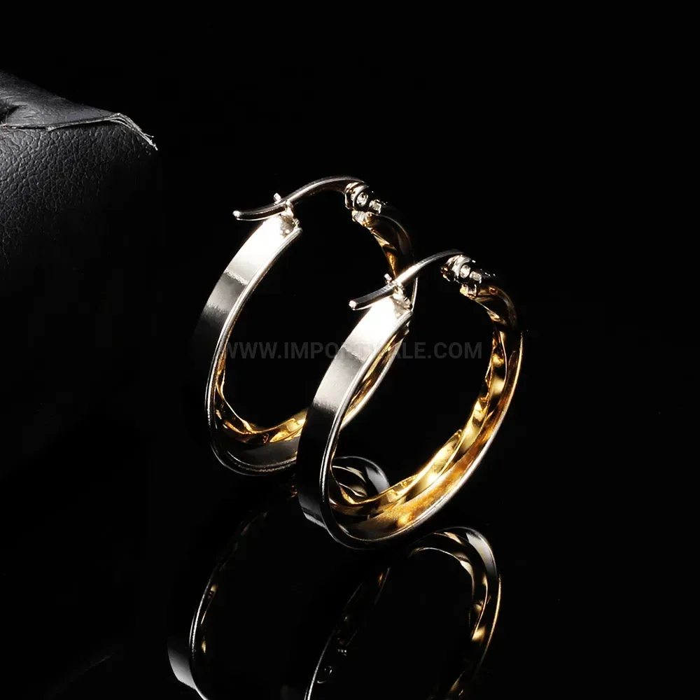 Fashion Contemporary Circular Hollow Cutout Stainless Steel Hoop Earrings