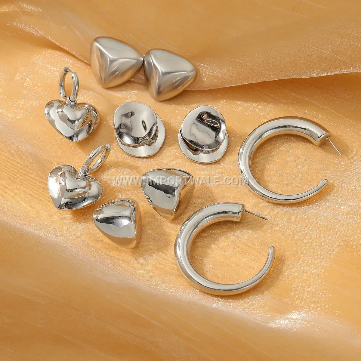 Gold Plated Stainless Steel Heart Clip On Stud Earrings
