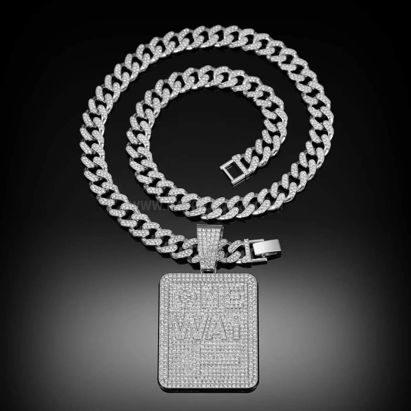 Crystal Encrusted Square Letter Hip Hop Pendant