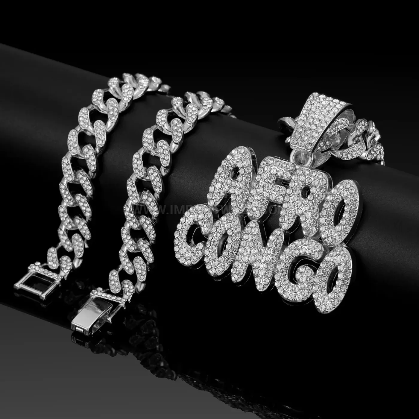 Fashion Men's Zinc Alloy Letter Pendant Cuban Chain Necklace