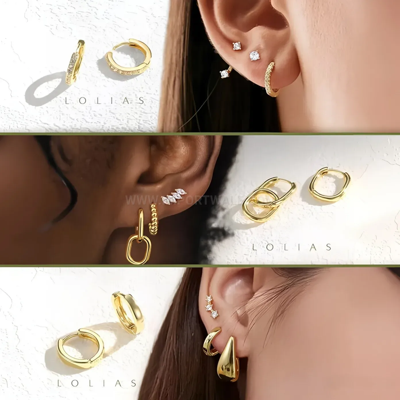 Trendy Geometric Teardrop Zirconia Stainless Steel Piercing Earring Set