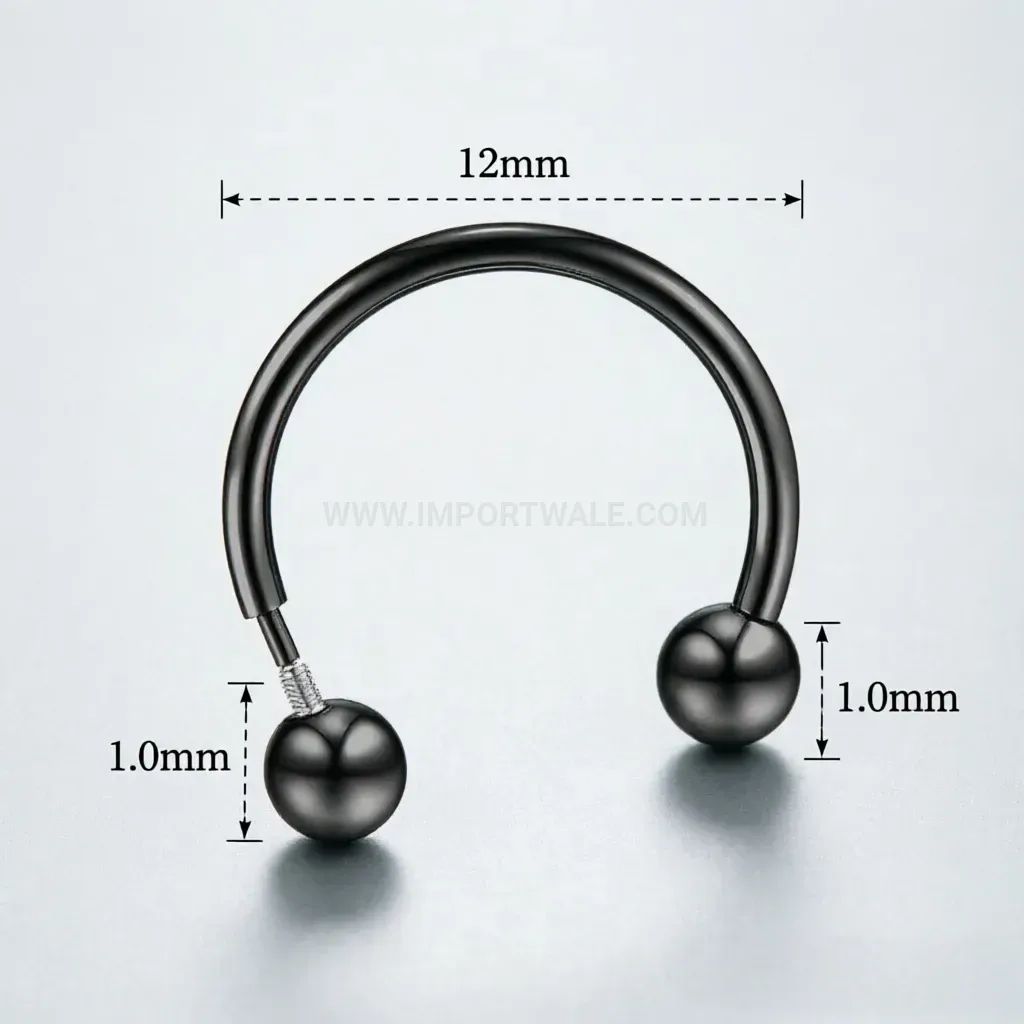 Bold Internally Threaded Horseshoe Stainless Steel Piercing Ring Set