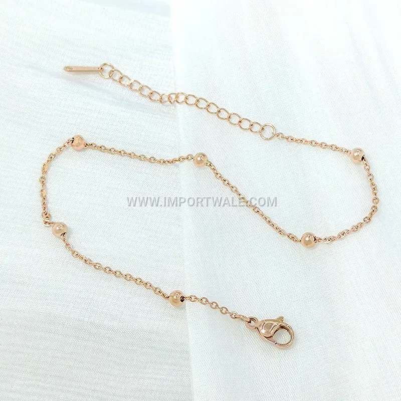 Geometric Stainless Steel Bead Chain Anklet