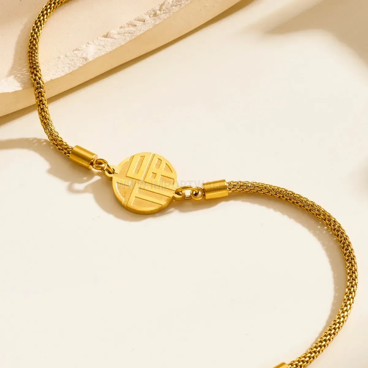 Modern Gold Plated Stainless Steel Good Fortune Bracelet