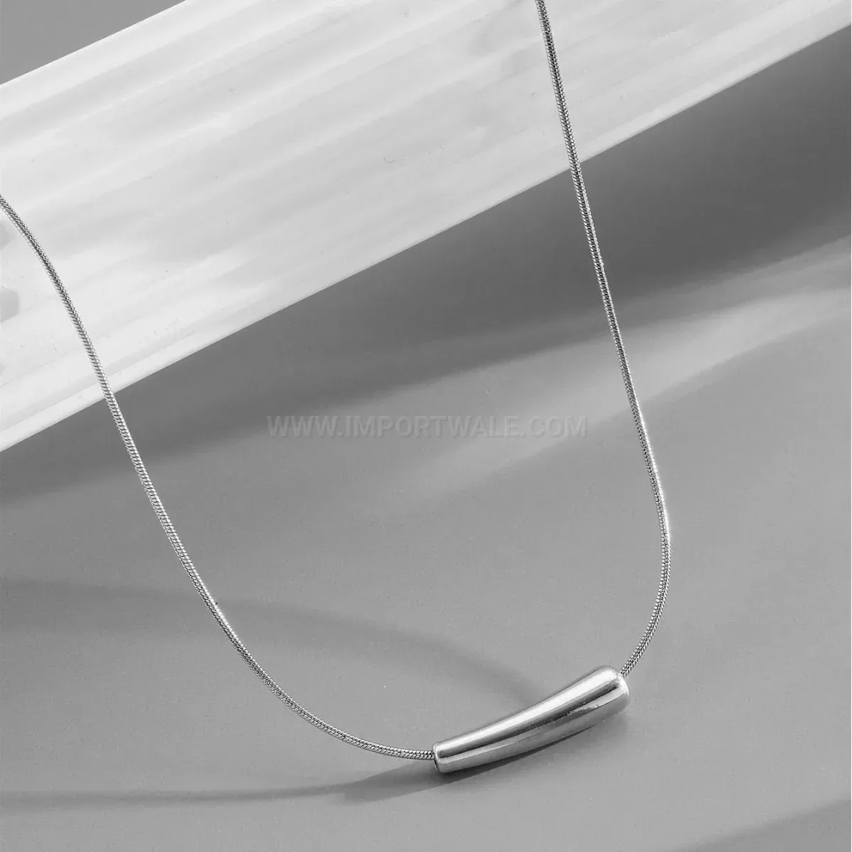 Classic Geometric Titanium Steel Eggplant Charm Pendant Necklace