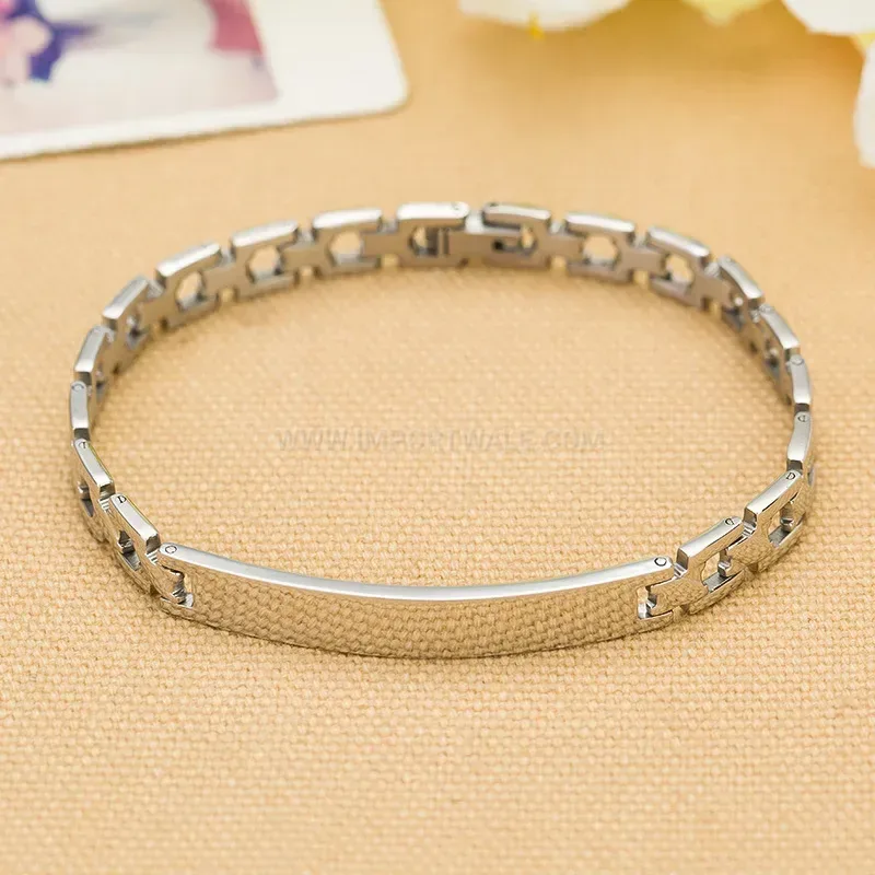 Polished Geometric Stainless Steel Watch Band Bracelet for Men