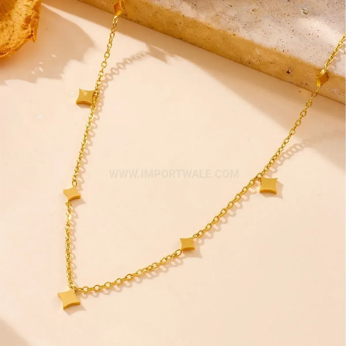Elegant Geometric Heart Pendant Titanium Steel Gold Chain