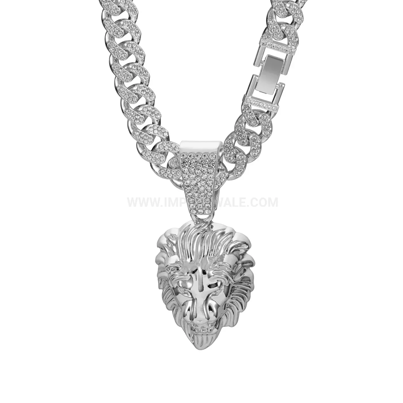 Elegant Men's Hip Hop Lion Head Pendant Cuban Chain Necklace