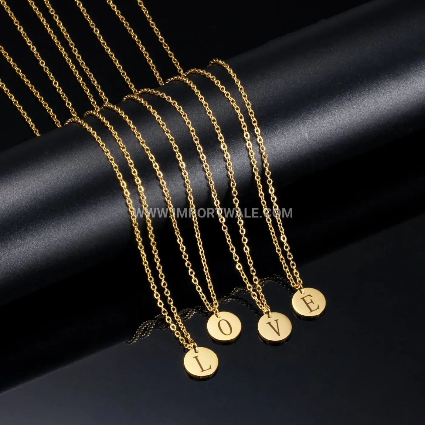 Engraved Initial Disc Stainless Steel Necklace