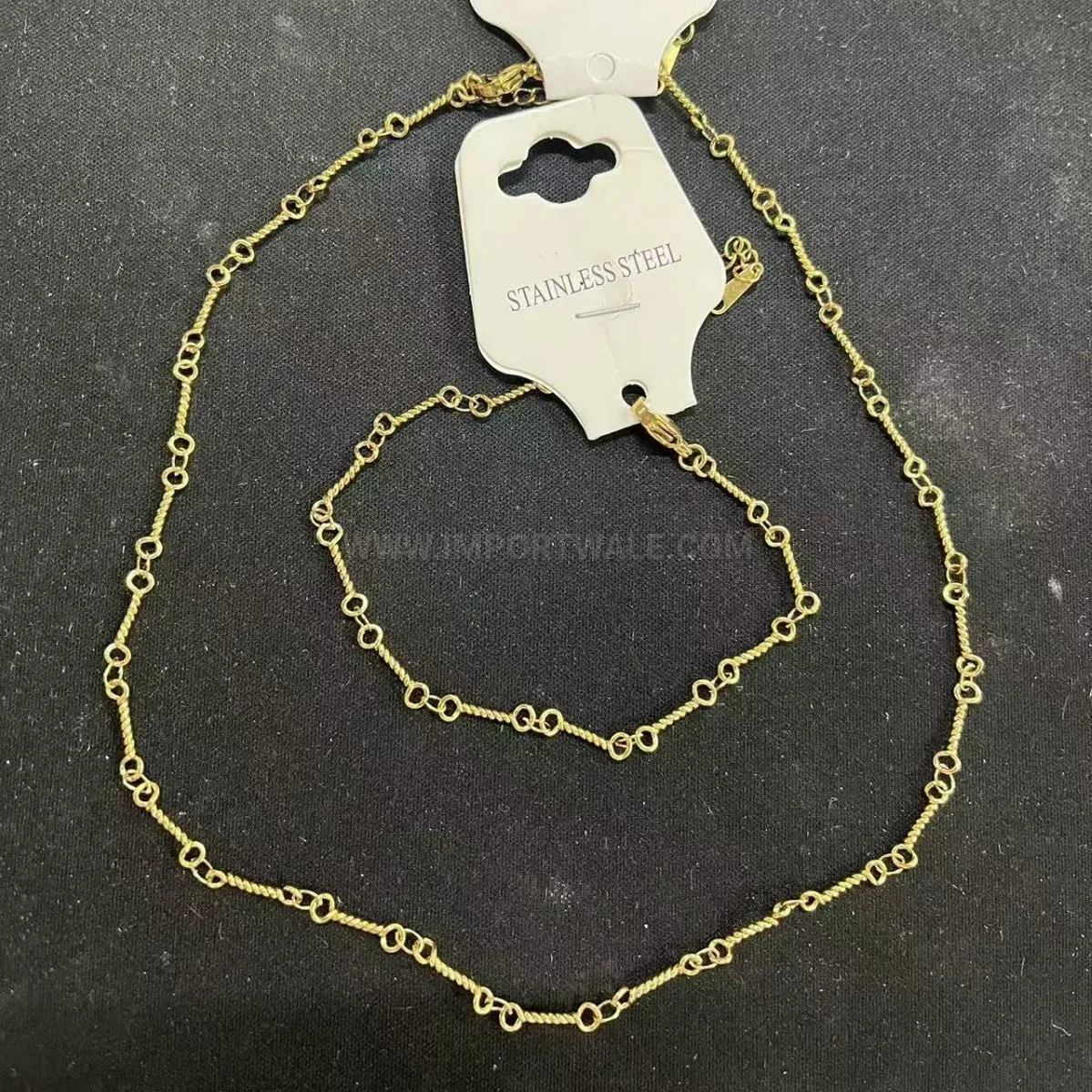 Premium Gold Plated Stainless Steel Twisted Chain Jewelry Set