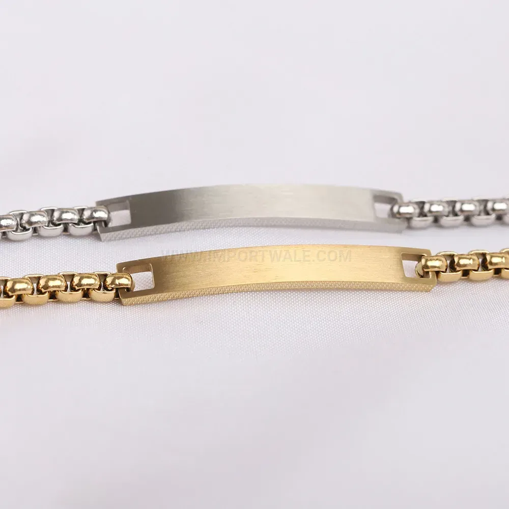 Sleek Curved Bar Stainless Steel Pearl Chain Bracelet