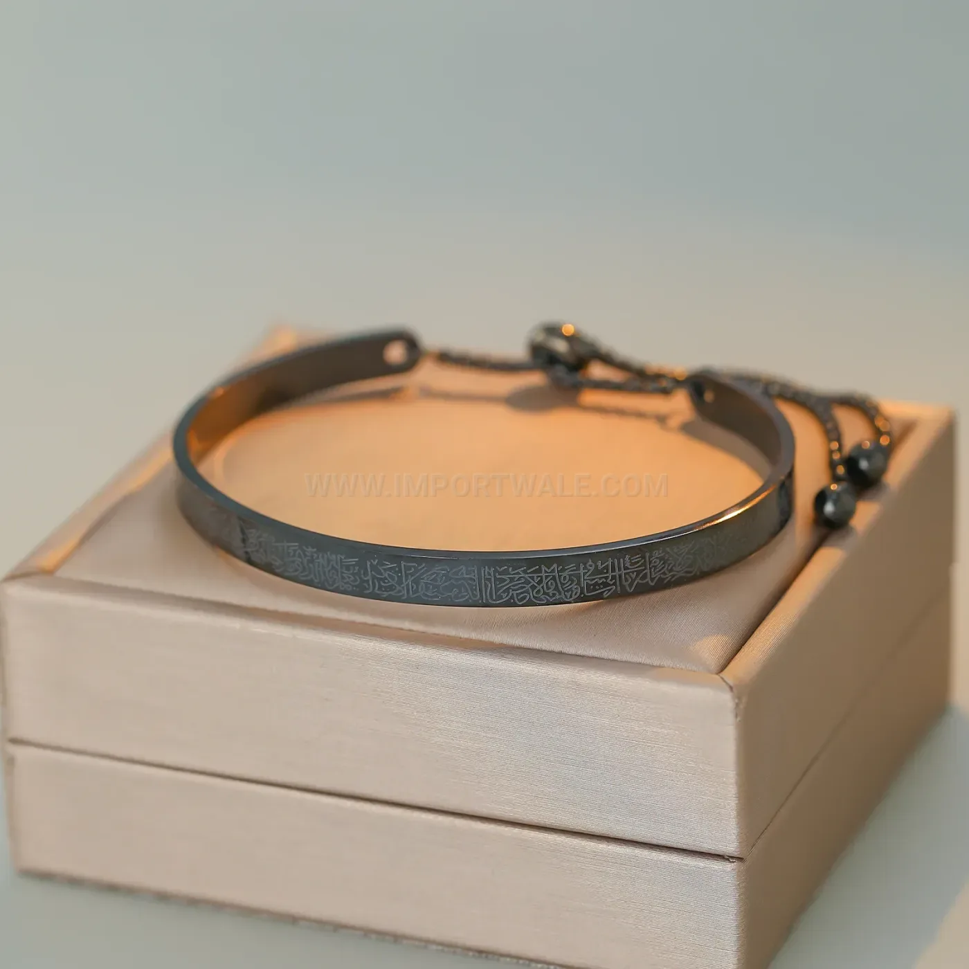 Stainless Steel Ayatul Kursi Arabic Script Plated Bangle Bracelet