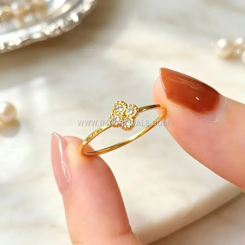 Floral Stainless Steel Zircon Engagement Ring