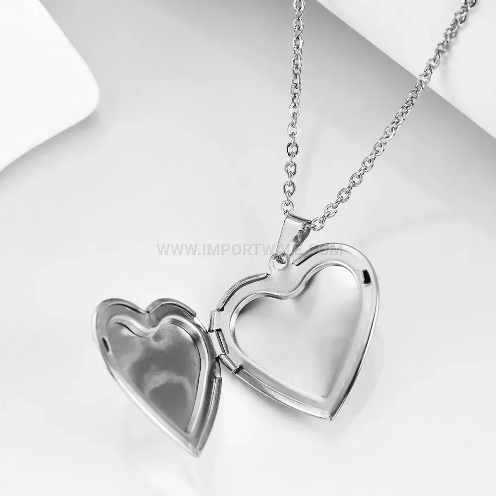Openable Heart Locket Stainless Steel Initial Letter Pendant Necklace