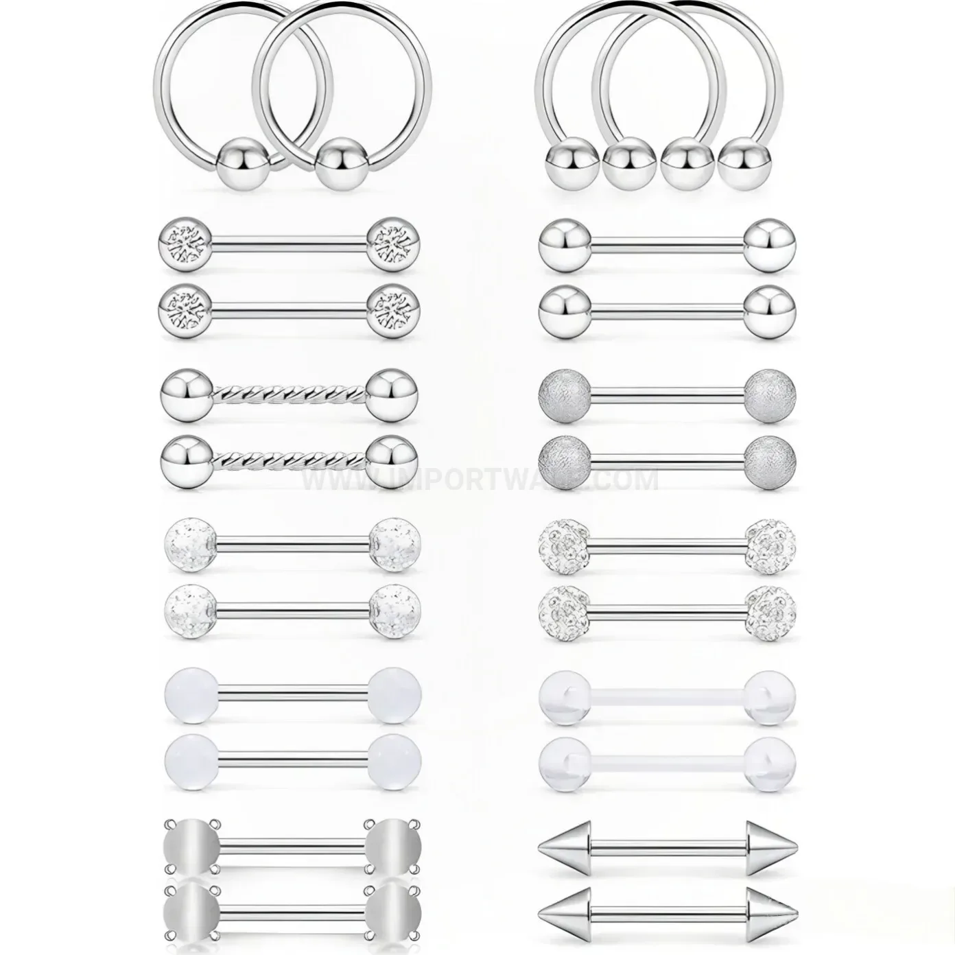 Bold Stainless Steel Straight Bar Tongue Ring Nose Piercing Stud