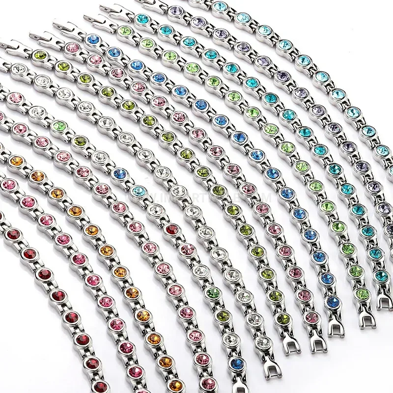 Chic Colorful Zirconia Inlaid Titanium Steel Magnetic Bracelet