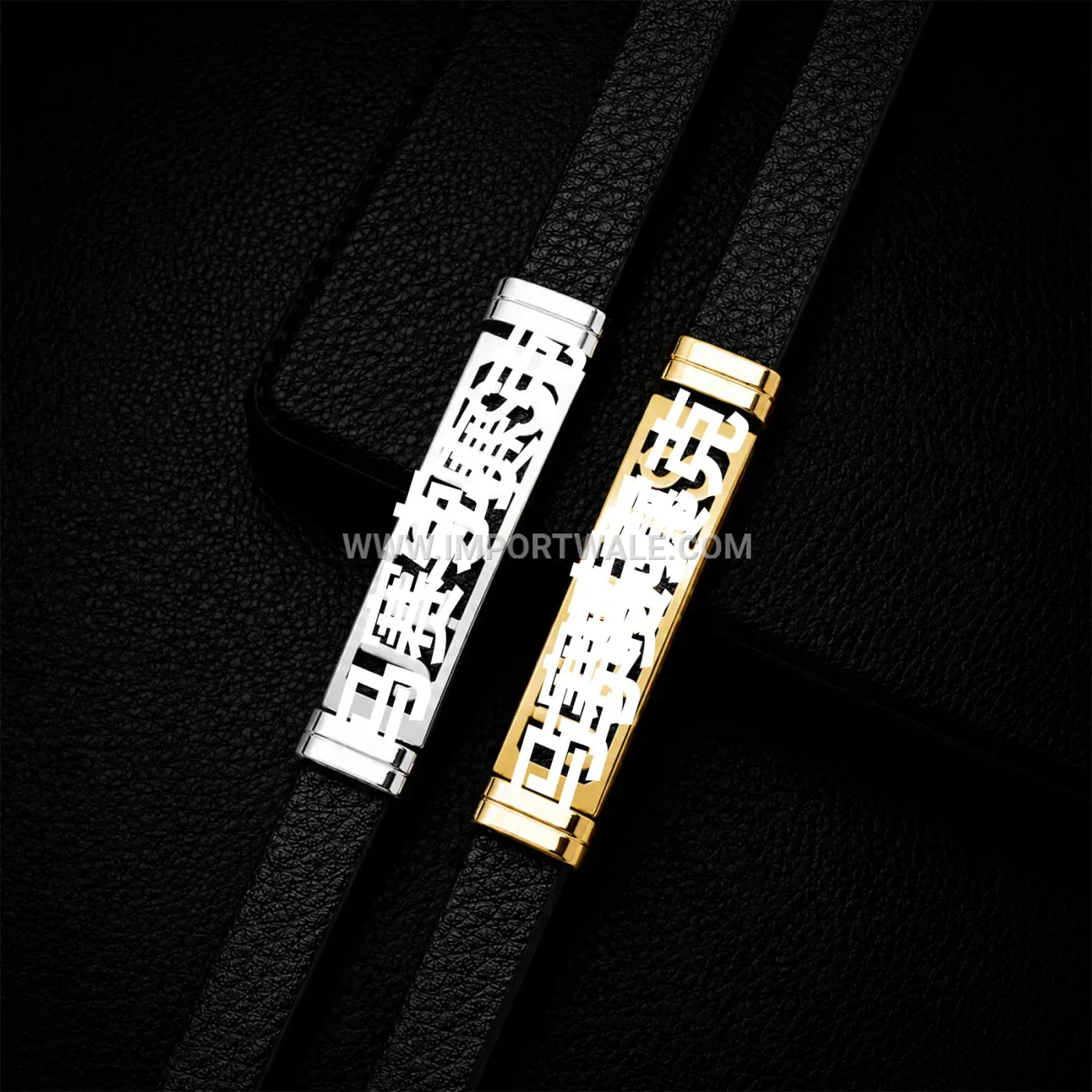 Cutout Lettering Adjustable Stainless Steel Cuff Bracelet