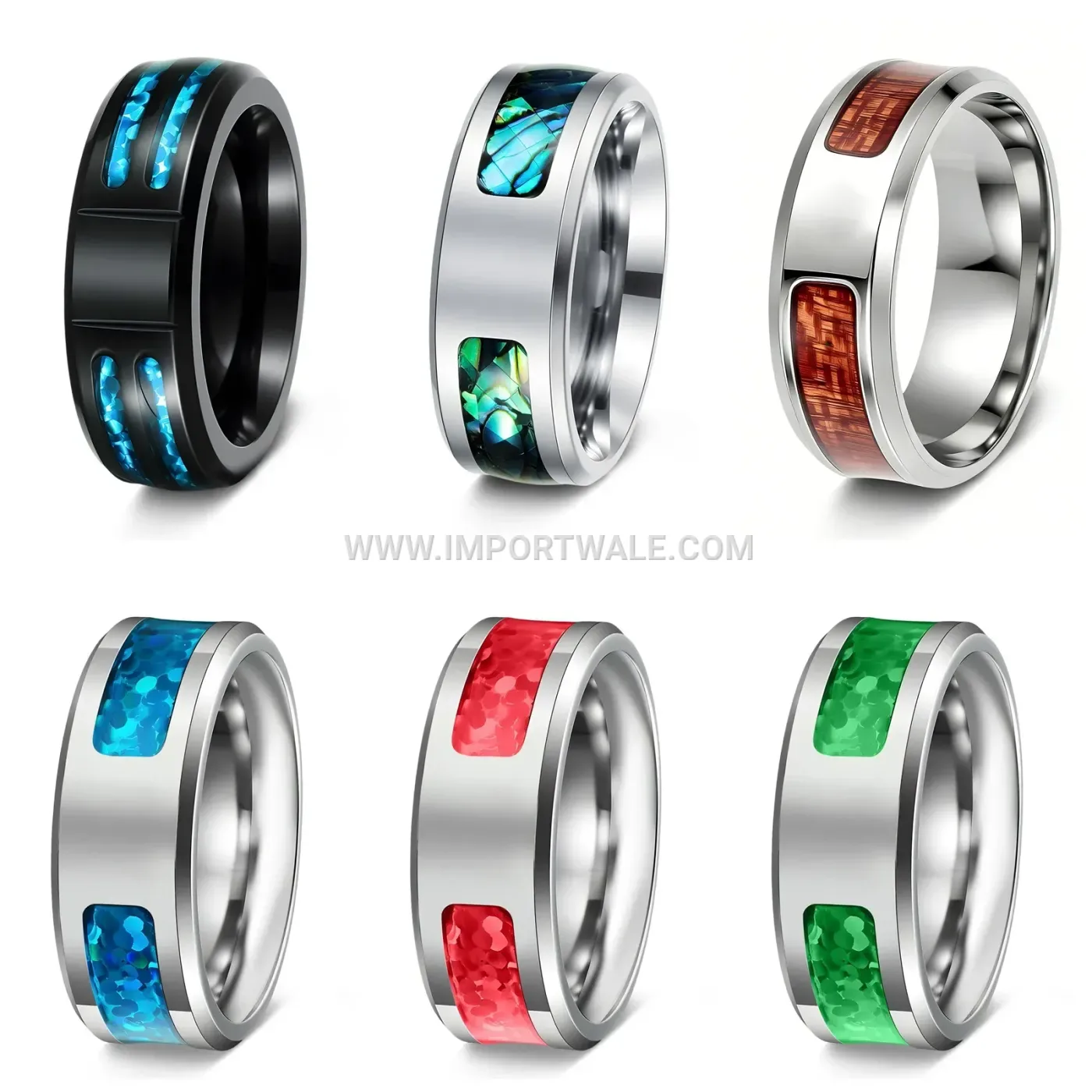 Men Cross Detail Opal Stainless Steel Band Ring