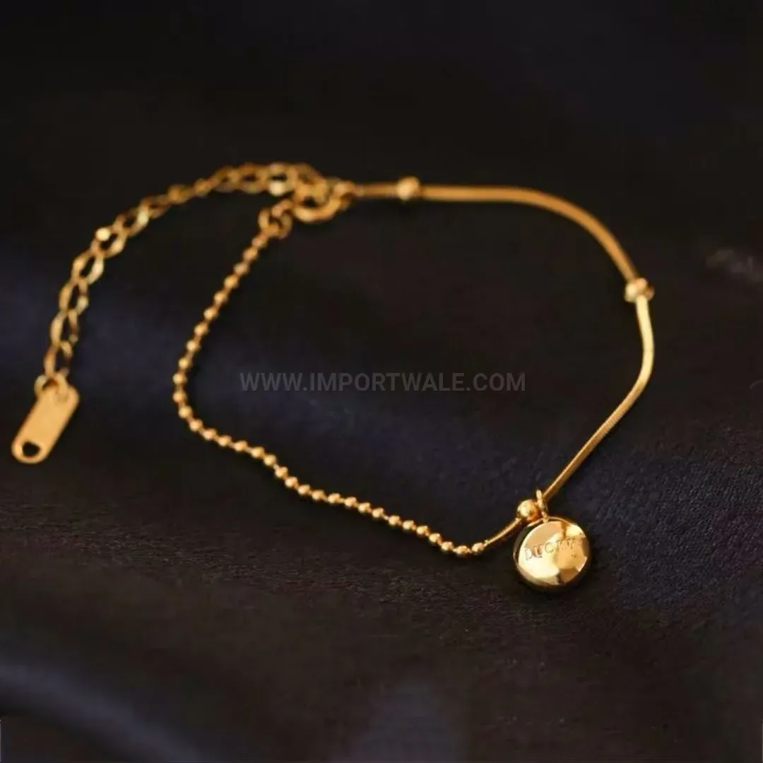 Modern Titanium Steel Gold Bean Snake Chain Jewelry Set