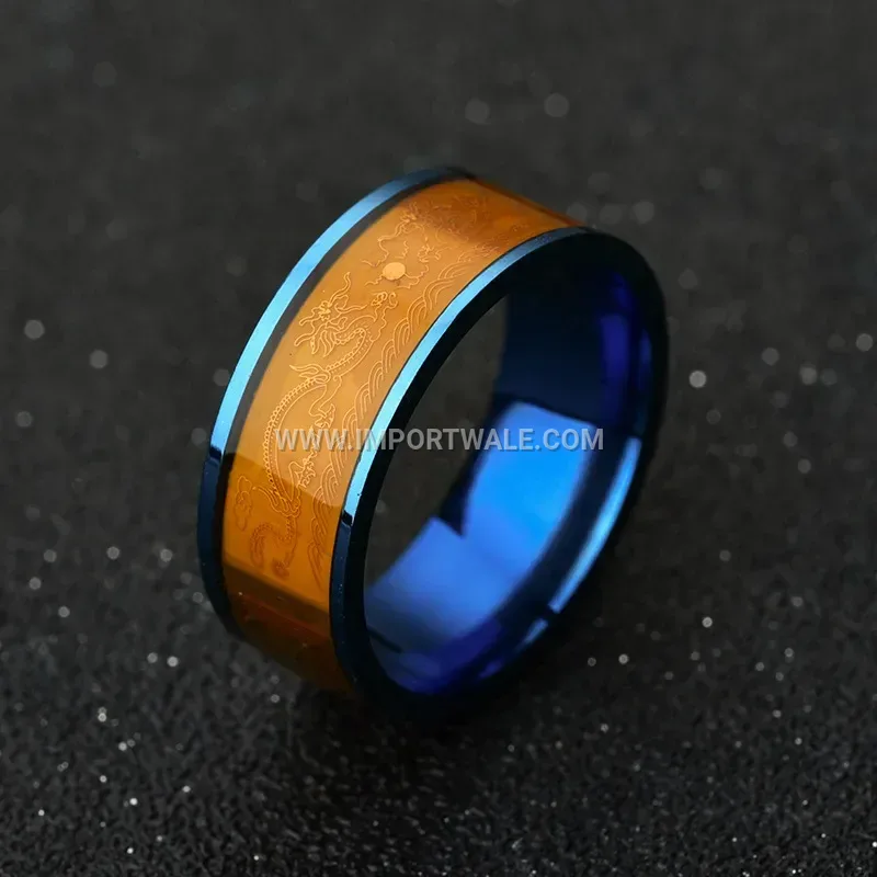 Stainless Steel NFC Smart Ring with Enamel Dragon Motif