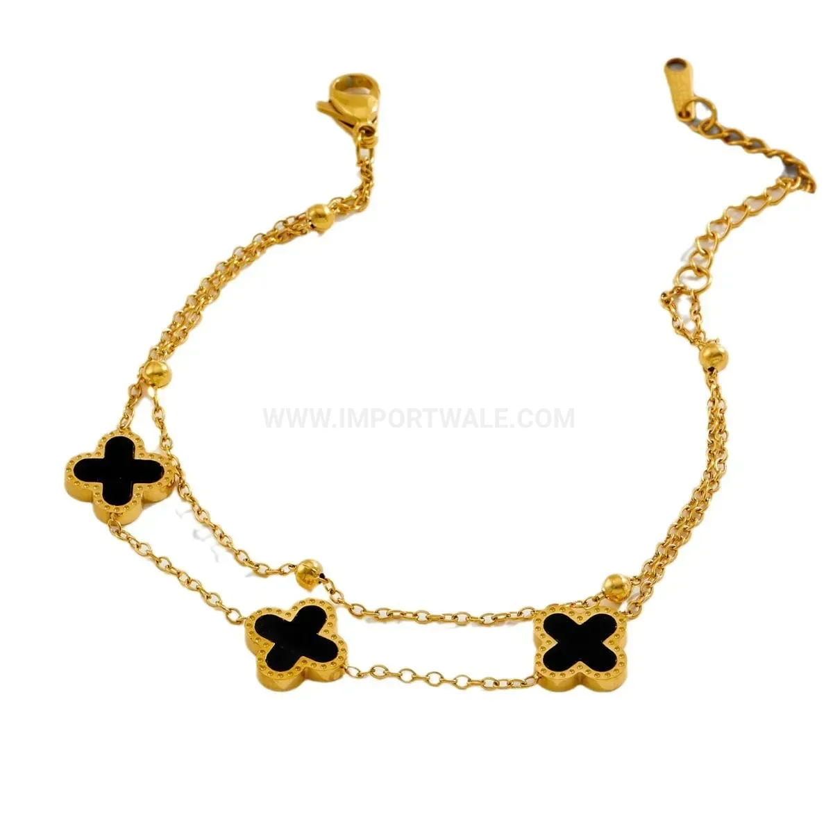 Premium Double Layer Four Leaf Clover Titanium Steel Bracelet